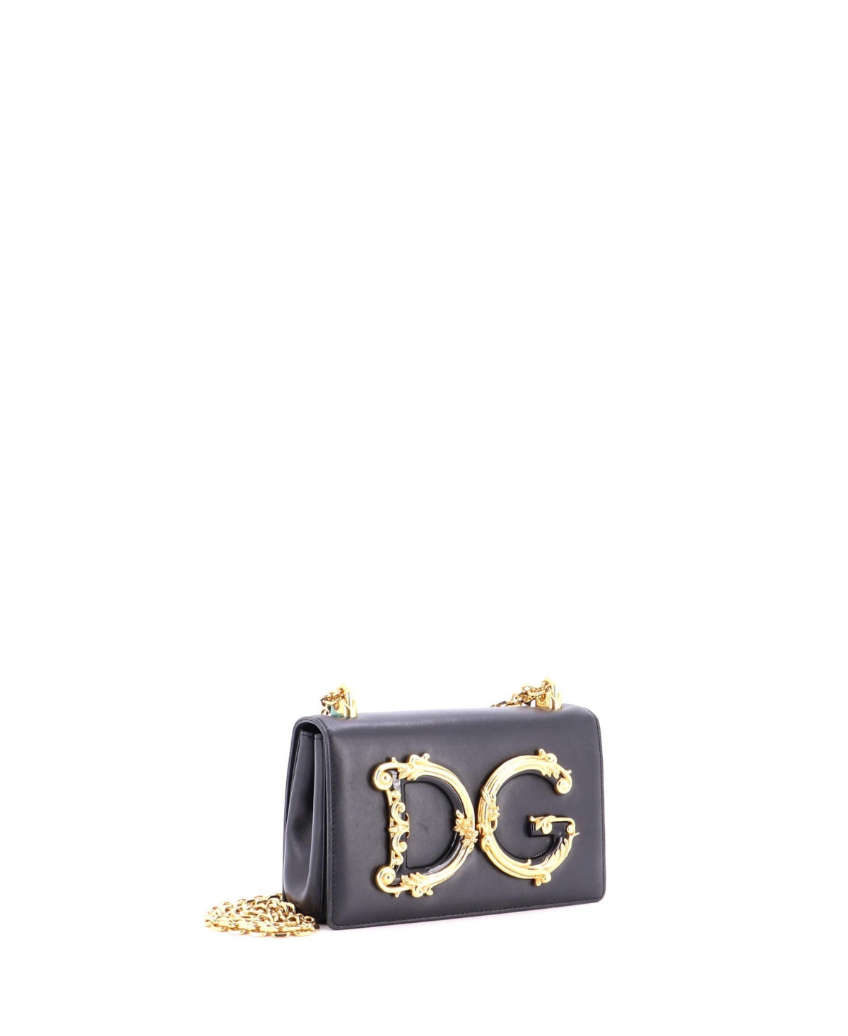Pre-Owned Dolce & Gabbana Small Dg Girls Flap Bag Embellished Leather