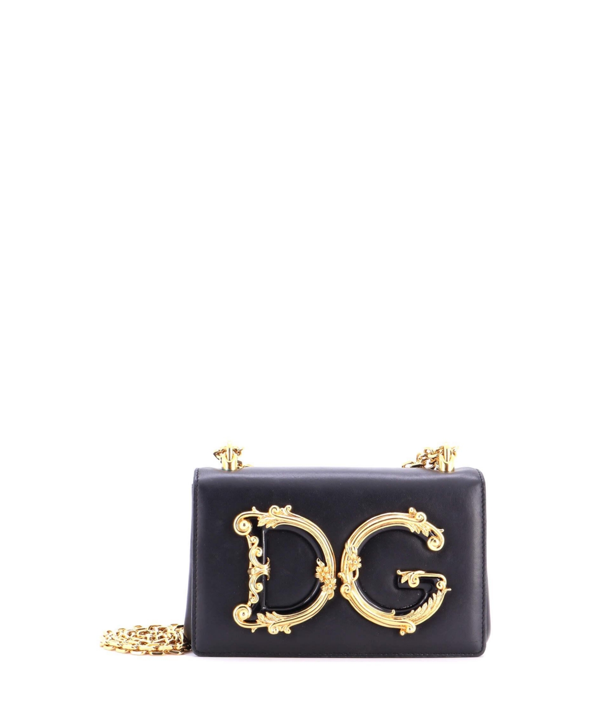 Pre-Owned Dolce & Gabbana Small Dg Girls Flap Bag Embellished Leather