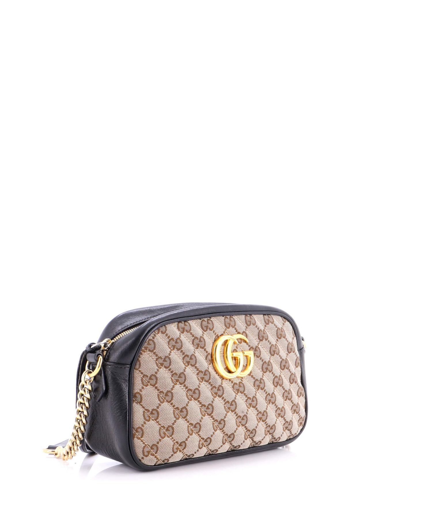Small GG Marmont Shoulder Bag Diagonal Quilted GG Canvas with Leather