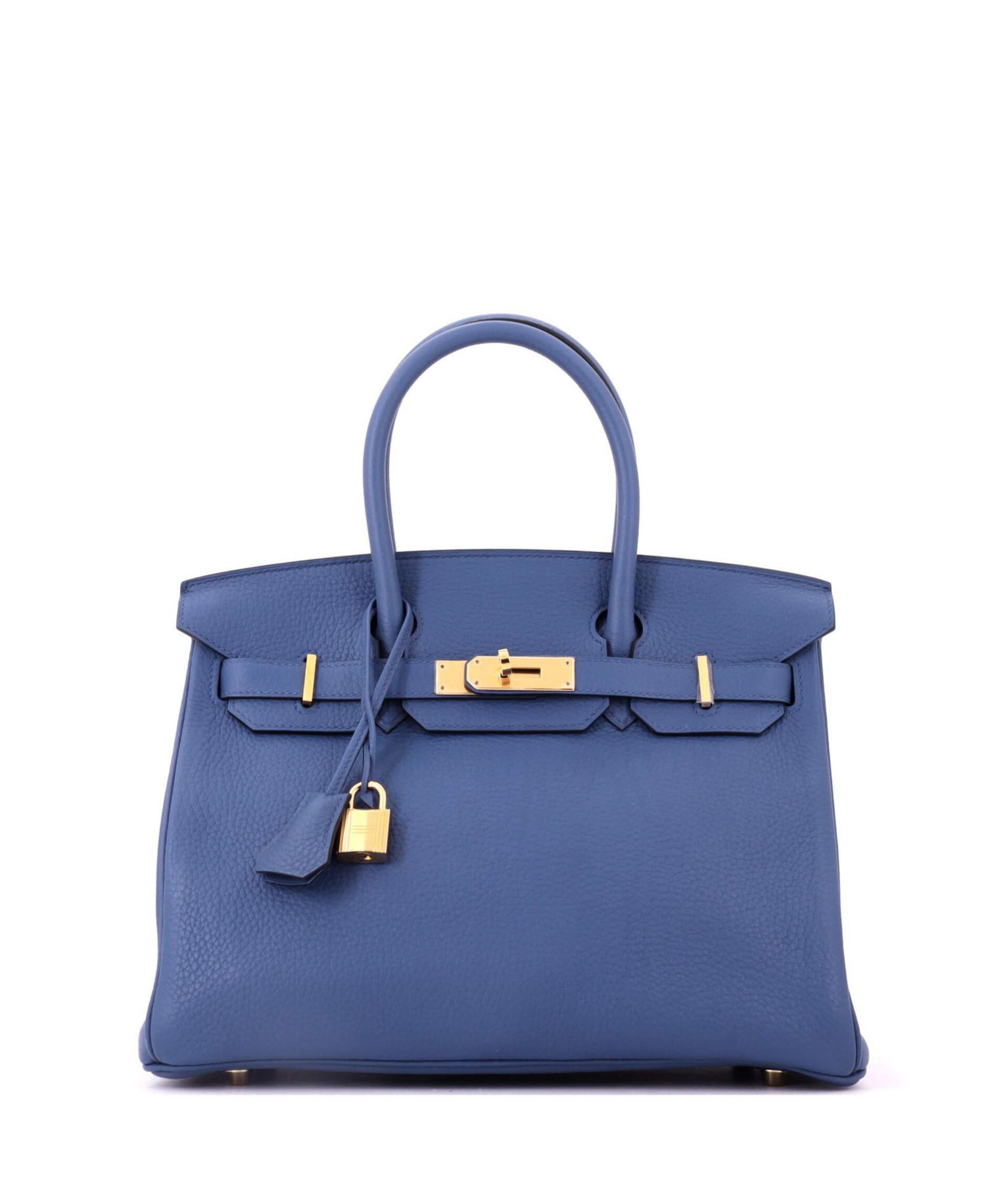 Birkin 30 Handbag Blue Clemence with Gold Hardware