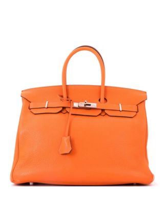 Sirkin 35 Handbag Orange Clemence with Palladium Hardware