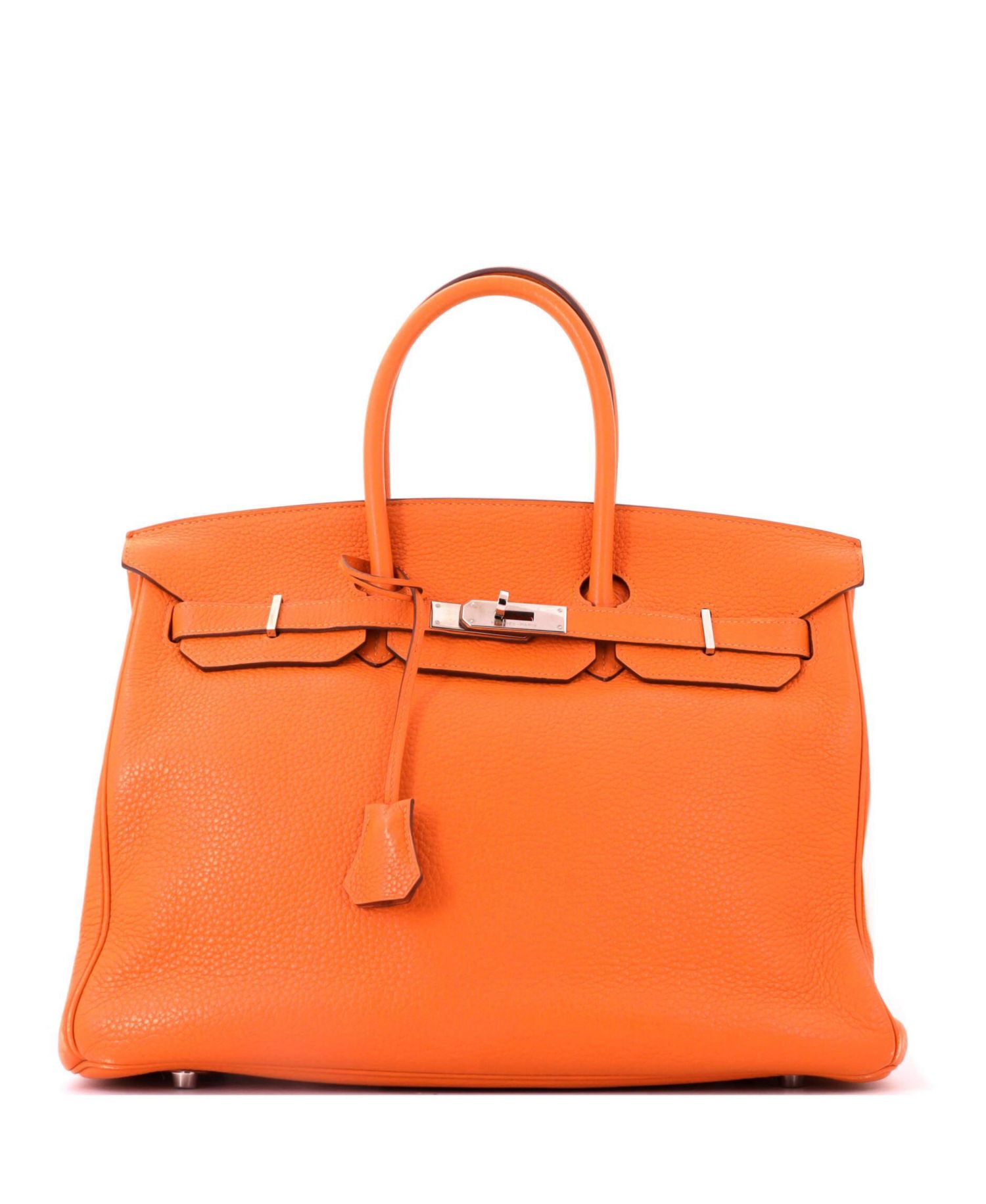 Sirkin 35 Handbag Orange Clemence with Palladium Hardware