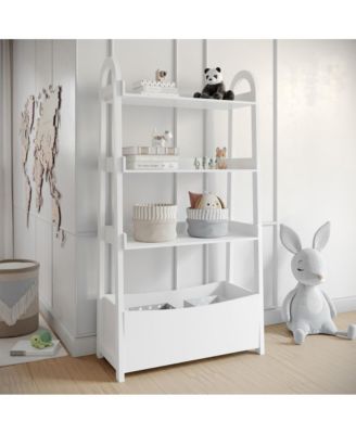 Kids Open-Style Wood Bookshelf with 3 Shelves and Bottom Storage Bin