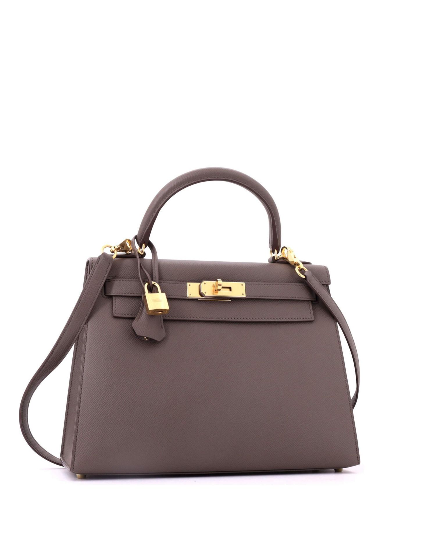 Kelly 28 Handbag Grey Epsom with Gold Hardware