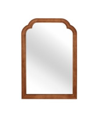 solid wood wall mirror with rounded corners, modern rustic design, perfect for bedroom, bathroom, or entryway decor