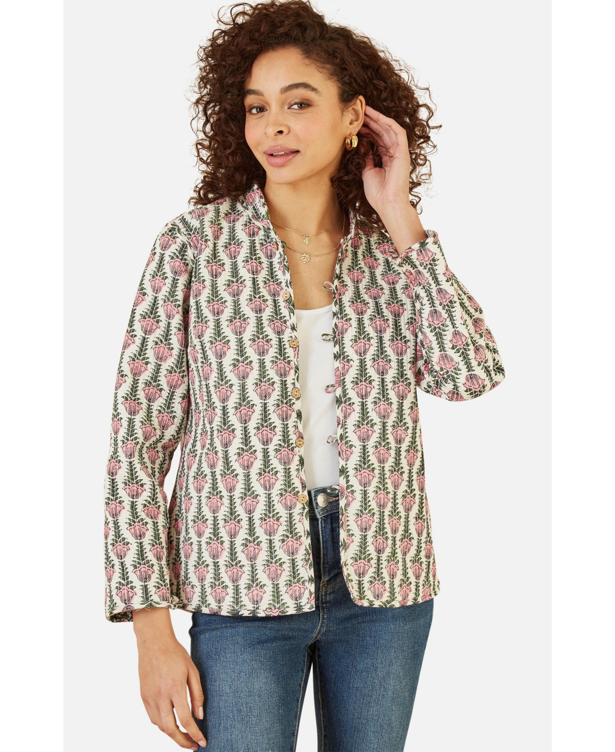 Yumi Women's Long Sleeve Reversible Quilted Jacket