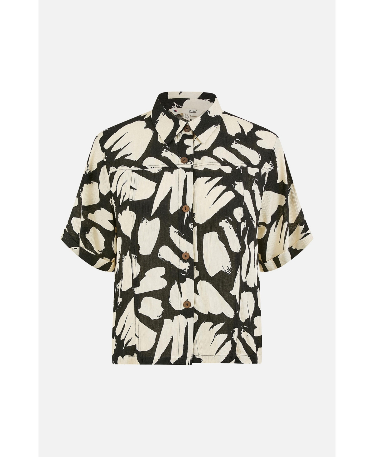 Yumi Women's Short Sleeve Printed Relaxed Fit Shirt