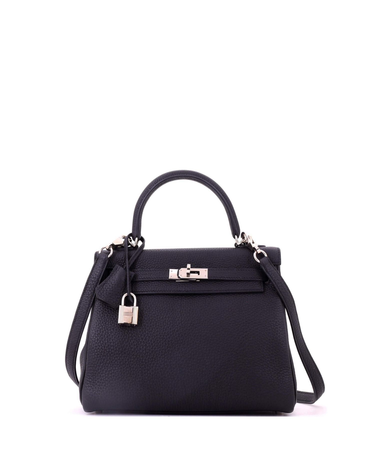 Kelly 25 Handbag Black Togo with Palladium Hardware