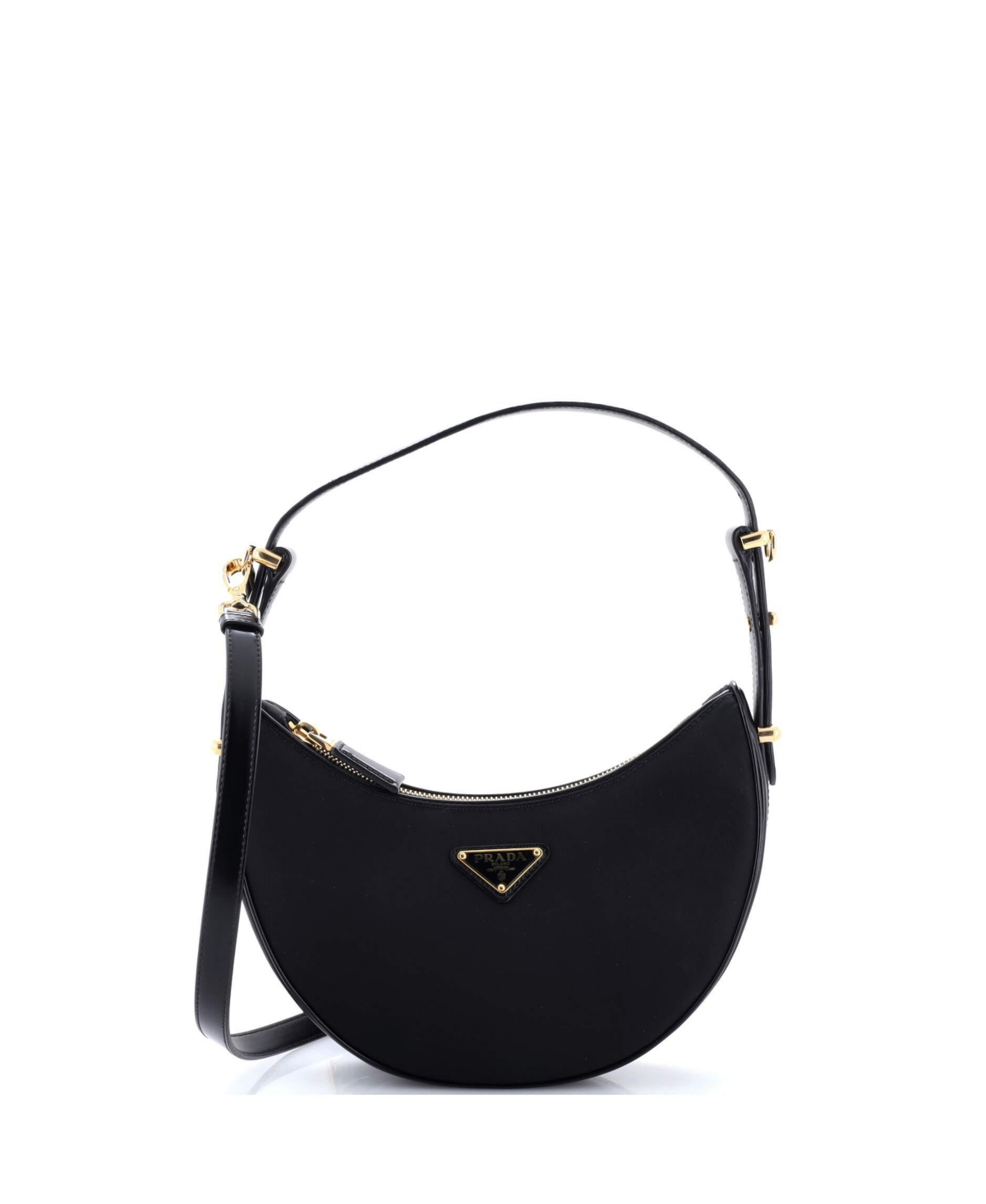Pre-Owned Prada Small Arque Half Moon Hobo Tessuto