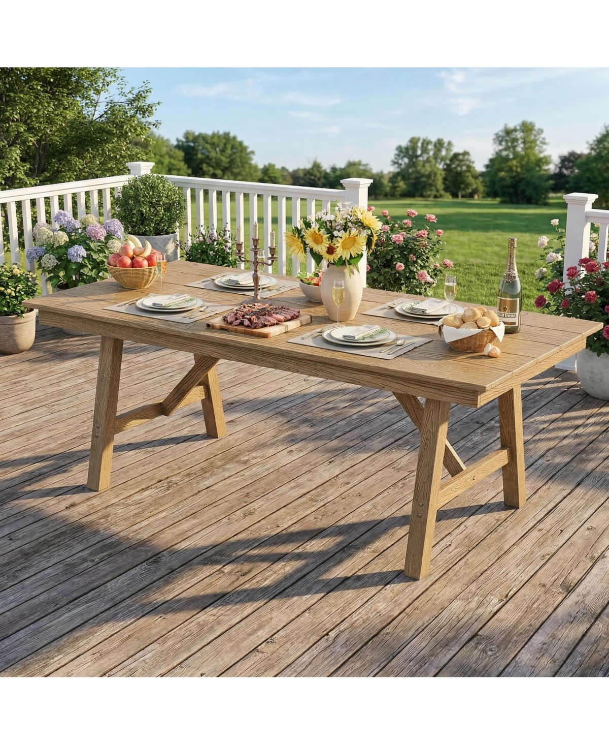 gaomon 66.9" Outdoor Hdpe Garden Dining Table for 4-6 for Backyard