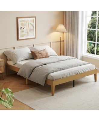 Bed Frame,14 Inch Wood Platform Bed with Metal and Wood Slat Support,Noise-Free,No Box Spring Needed,Easy Assembly