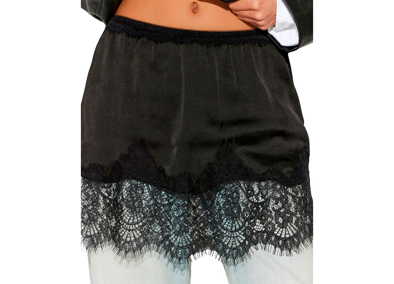 Women's Meet In The Middle Lace Half Slip Mini Skirt