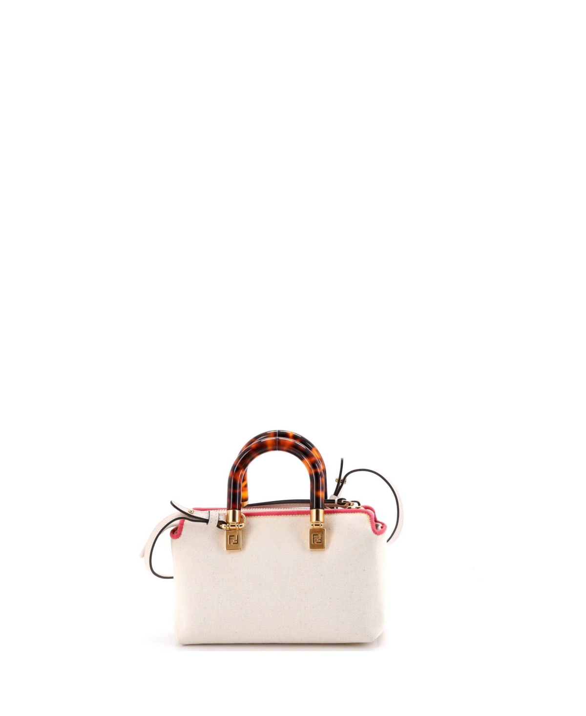 Pre-Owned Fendi Mini Logo By The Way Top Handle Bag Embroidered Canvas
