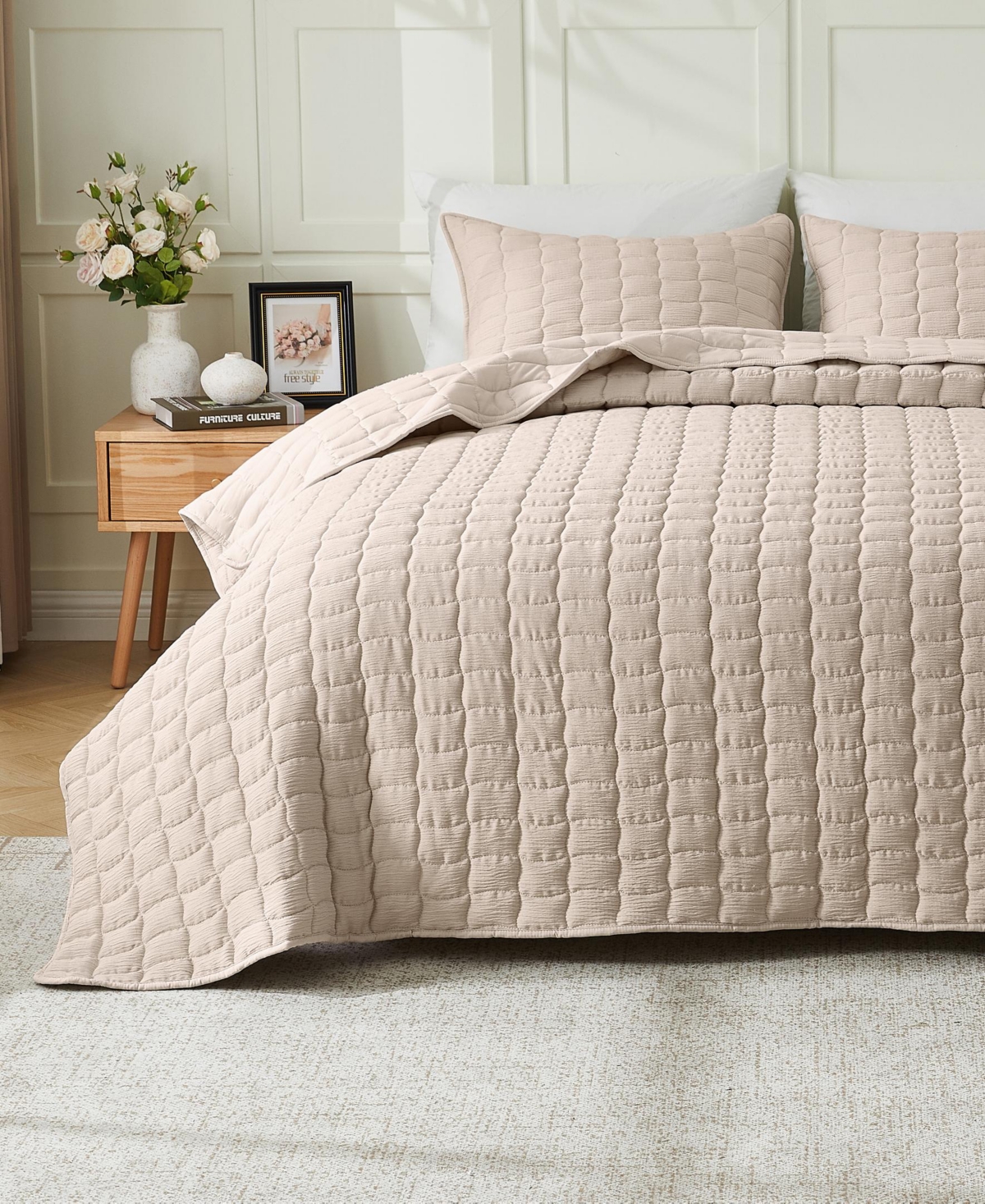 Linery & Co. Gauze-Like Wave Stitched Quilt Set With Shams