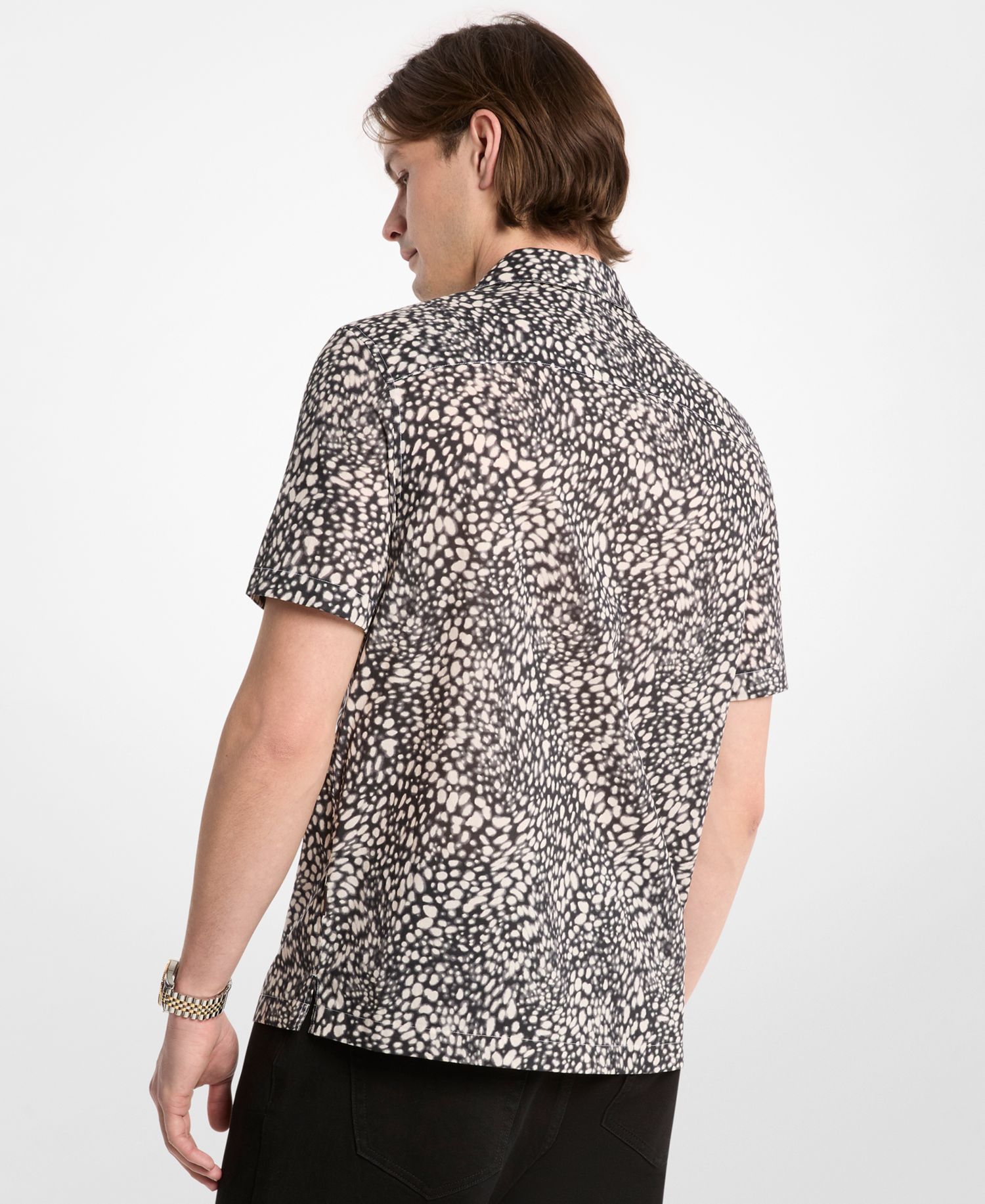 Men's Printed Cotton Camp Collar Shirt