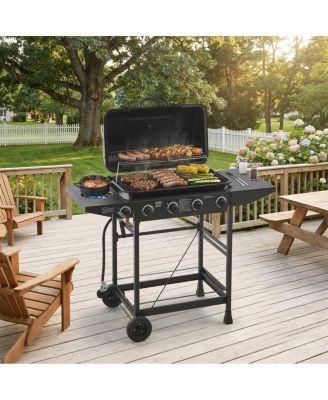 4-Burner Propane Gas BBQ Grill with Side Burner and Stainless Steel Finish
