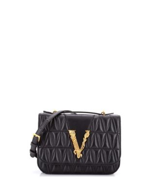 Small Virtus Flap Shoulder Bag Quilted Leather