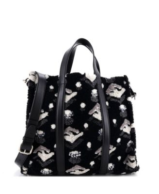 Large Convertible Shopping Tote Printed Shearling