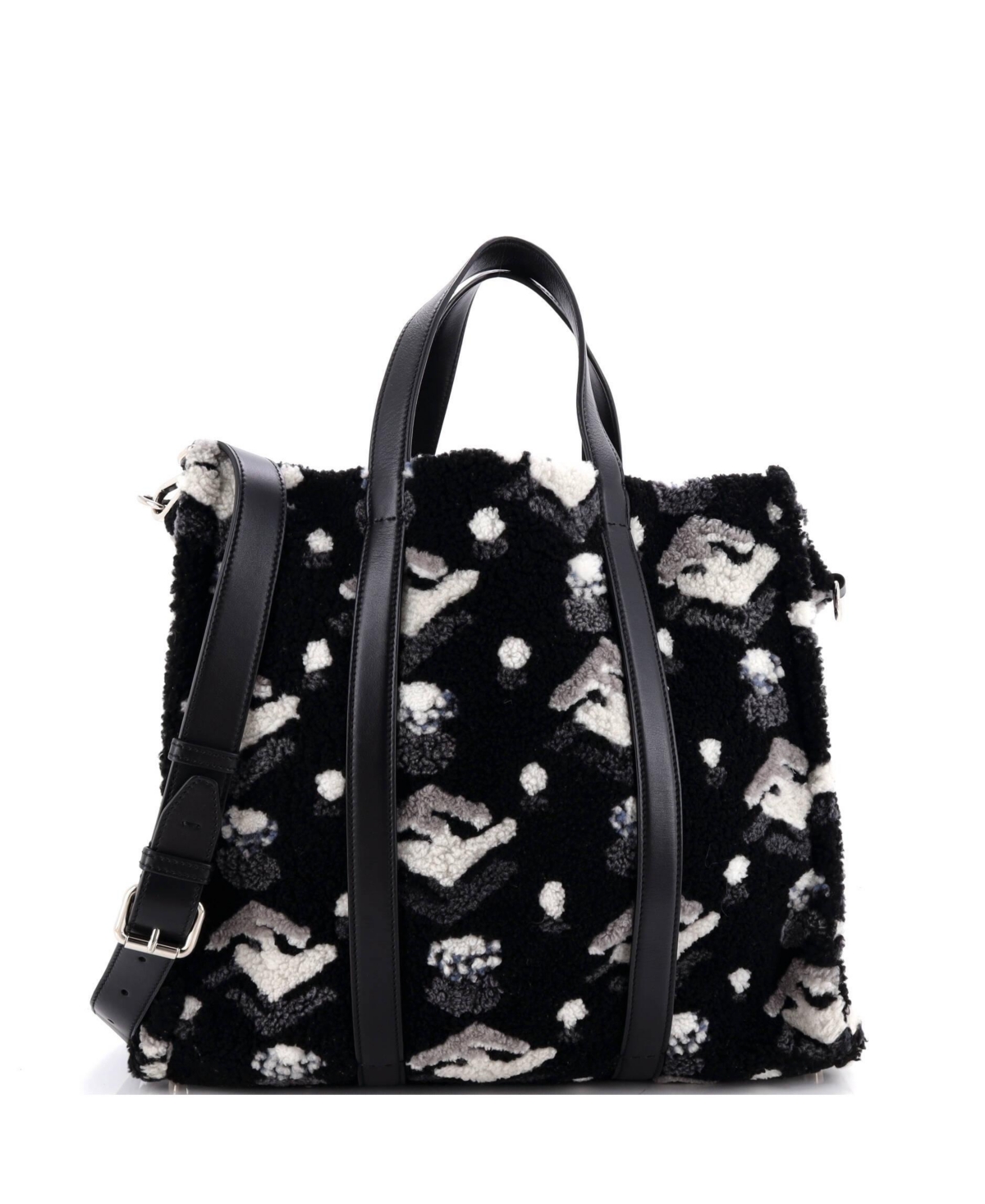 Pre-Owned Fendi Large Convertible Shopping Tote Printed Shearling