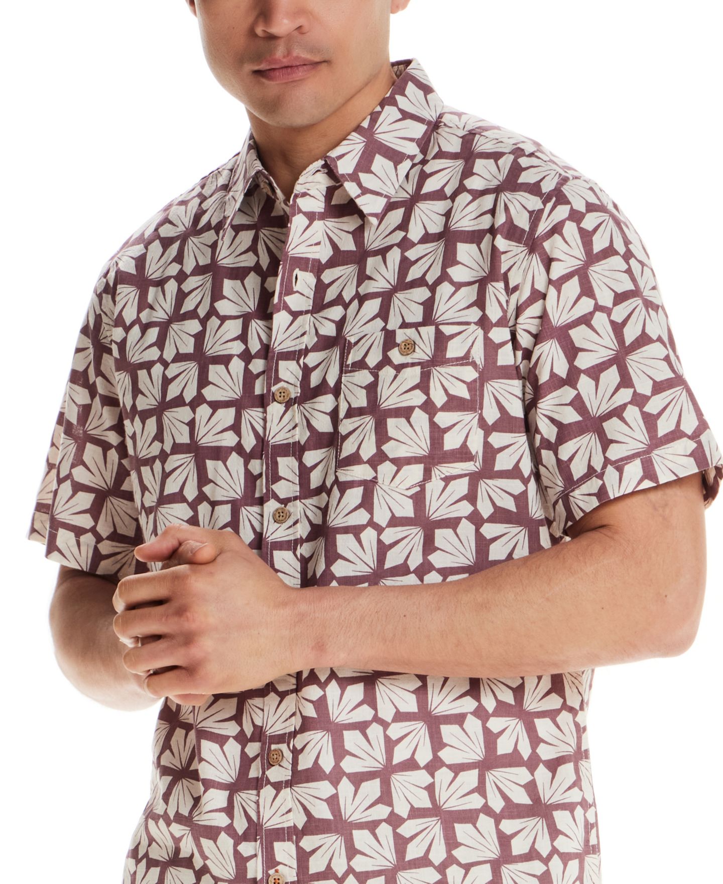 Мужская рубашка Weatherproof Vintage Button-Down Short-Sleeve, цвет: Розовый — фото 3