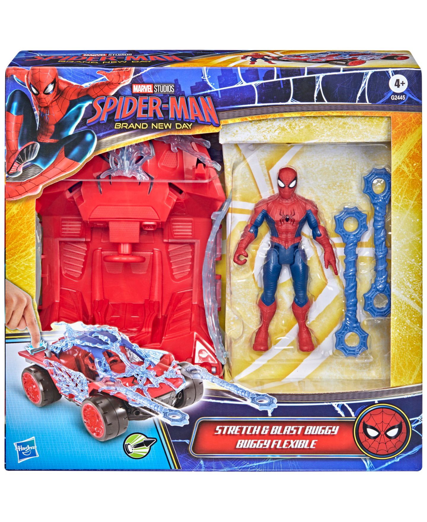 Детские фигурки Marvel Spider-Man 4.5" Stretch and Blast Action Figure and Vehicle Set, Ages 4+ — фото 5