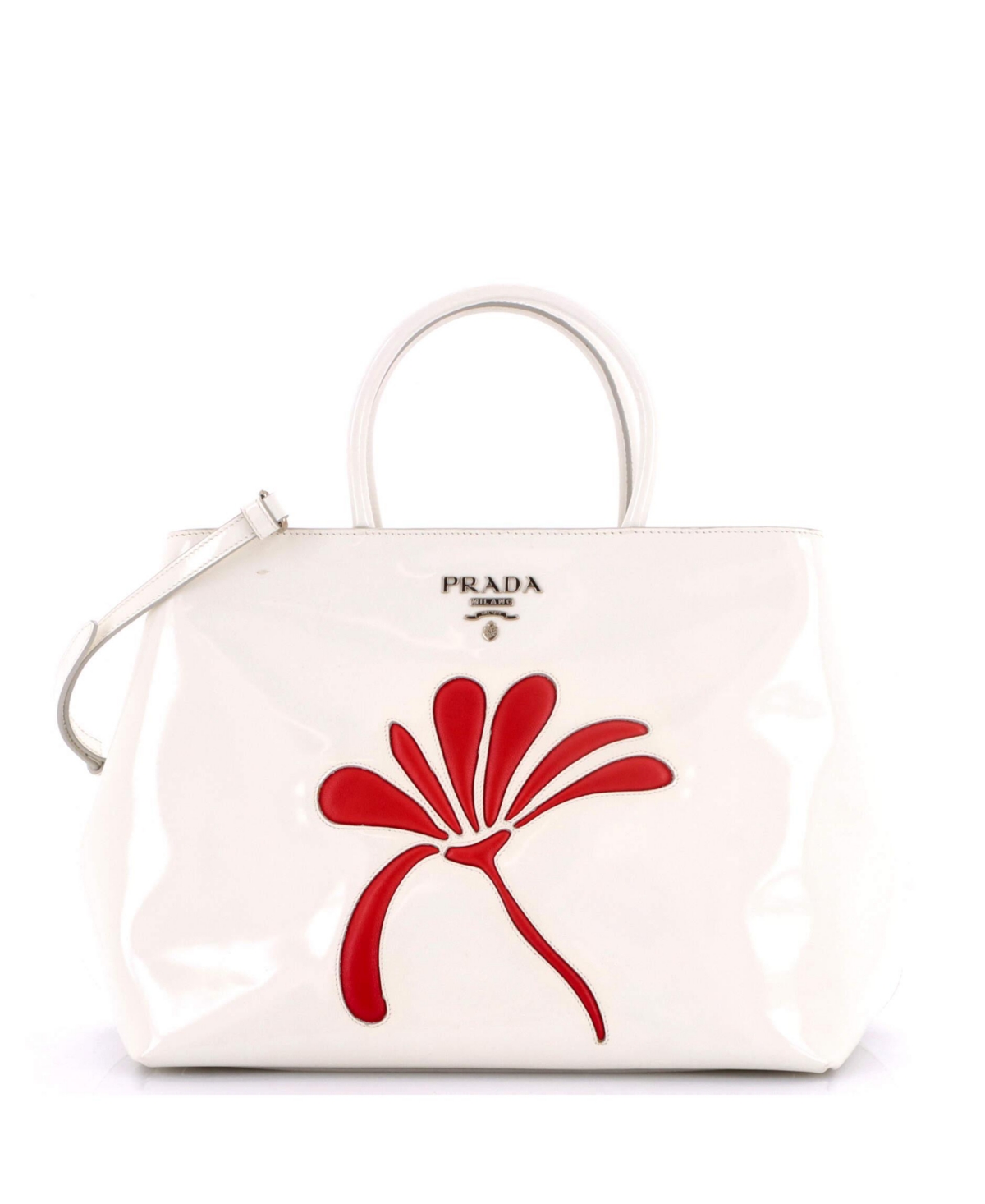 Pre-Owned Prada Medium Flowers Convertible Open Tote Spazzolato Leather