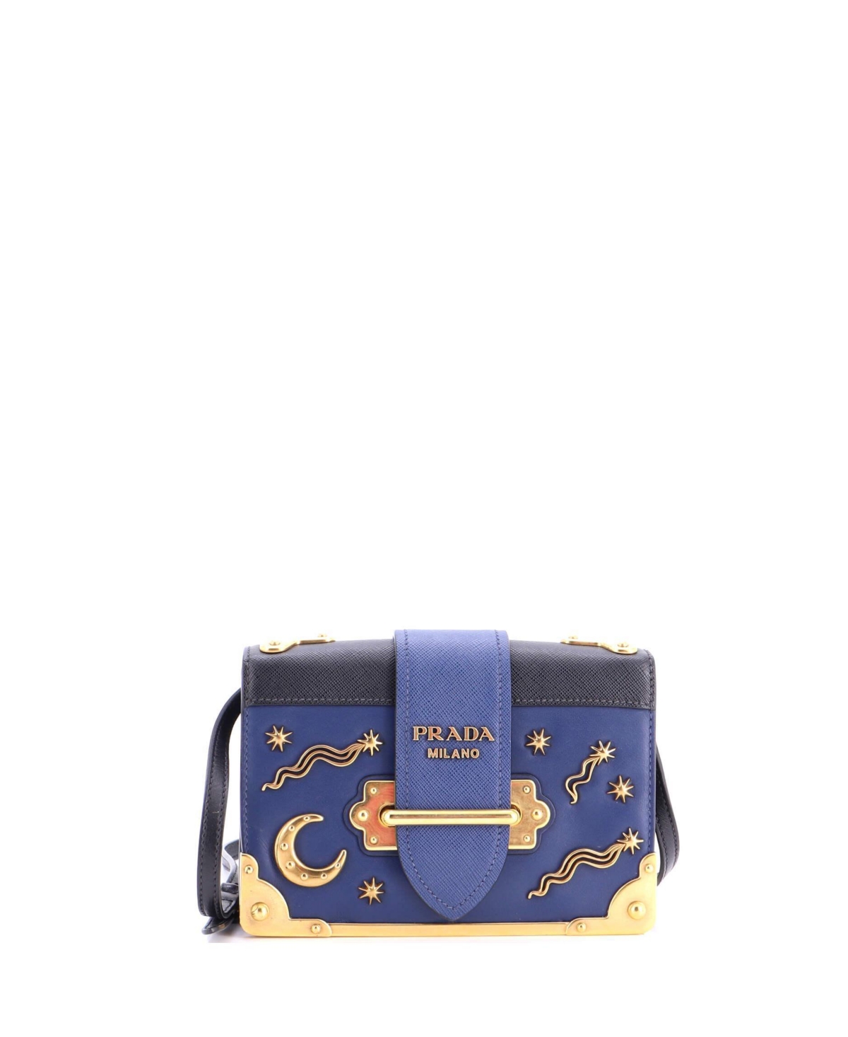 Pre-Owned Prada Small Cahier Crossbody Bag Embellished Leather