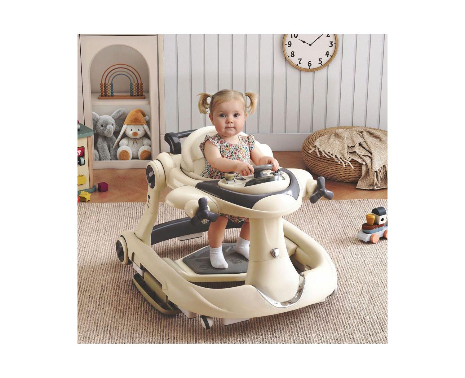 Convertible Baby Activity Walker with Adjustable Height, Foldable Design and Interactive Play Features