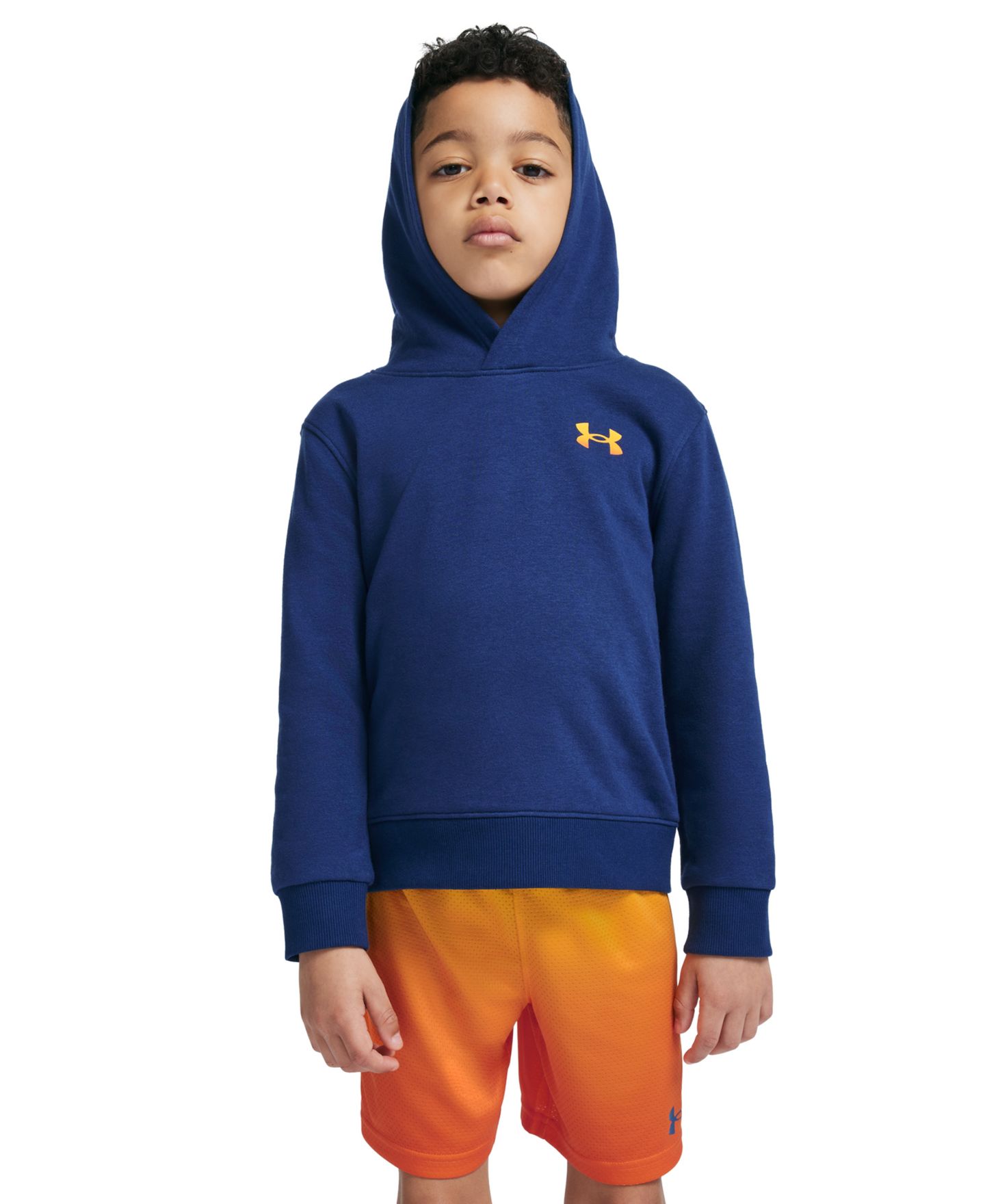 Детский комплект Under Armour: худи с длинным рукавом и шорты, 2-7 лет, 2 предмета, цвет: Тёмно-синий / Оранжевый — фото 4