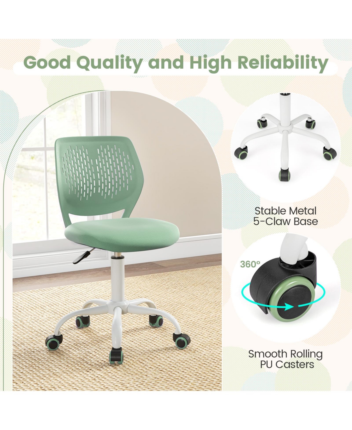 Slickblue Ergonomic Study Chair for Children with Adjustable Seat Height
