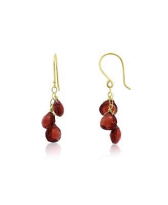 Garnet Bead Dangle Earrings 14K  Gold