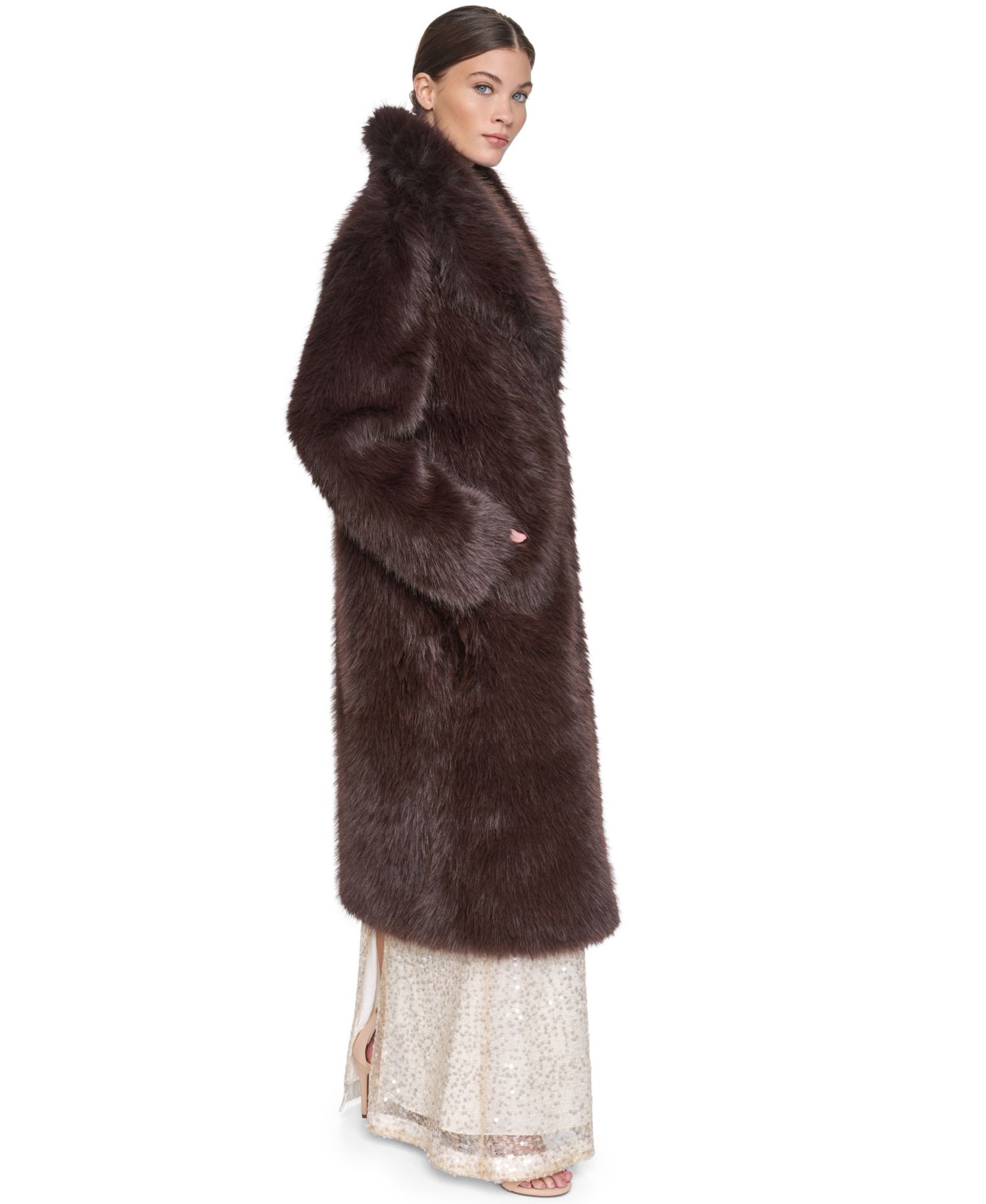 Women's Collared Faux Fur Coat