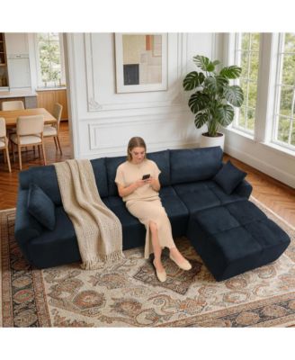 Corduroy Sponge Modular Memory Foam Sectional Sofa, for Living Room Bedroom