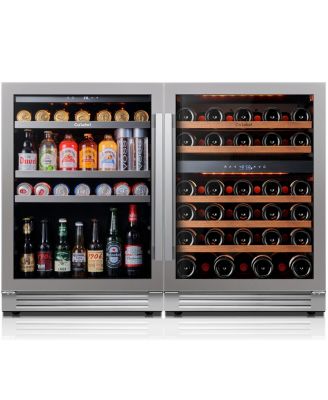 - 48 Inch Wine Beverage Refrigerator,3 color LED Wine Fridge,Built-in Wine Beverage Cooler, Holds 220 Cans and 52 Bottles
