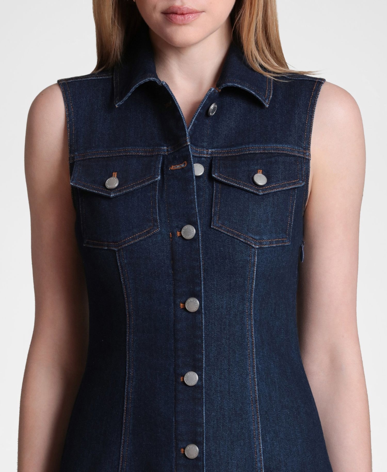 Women's Sleeveless Stretch Denim Dress