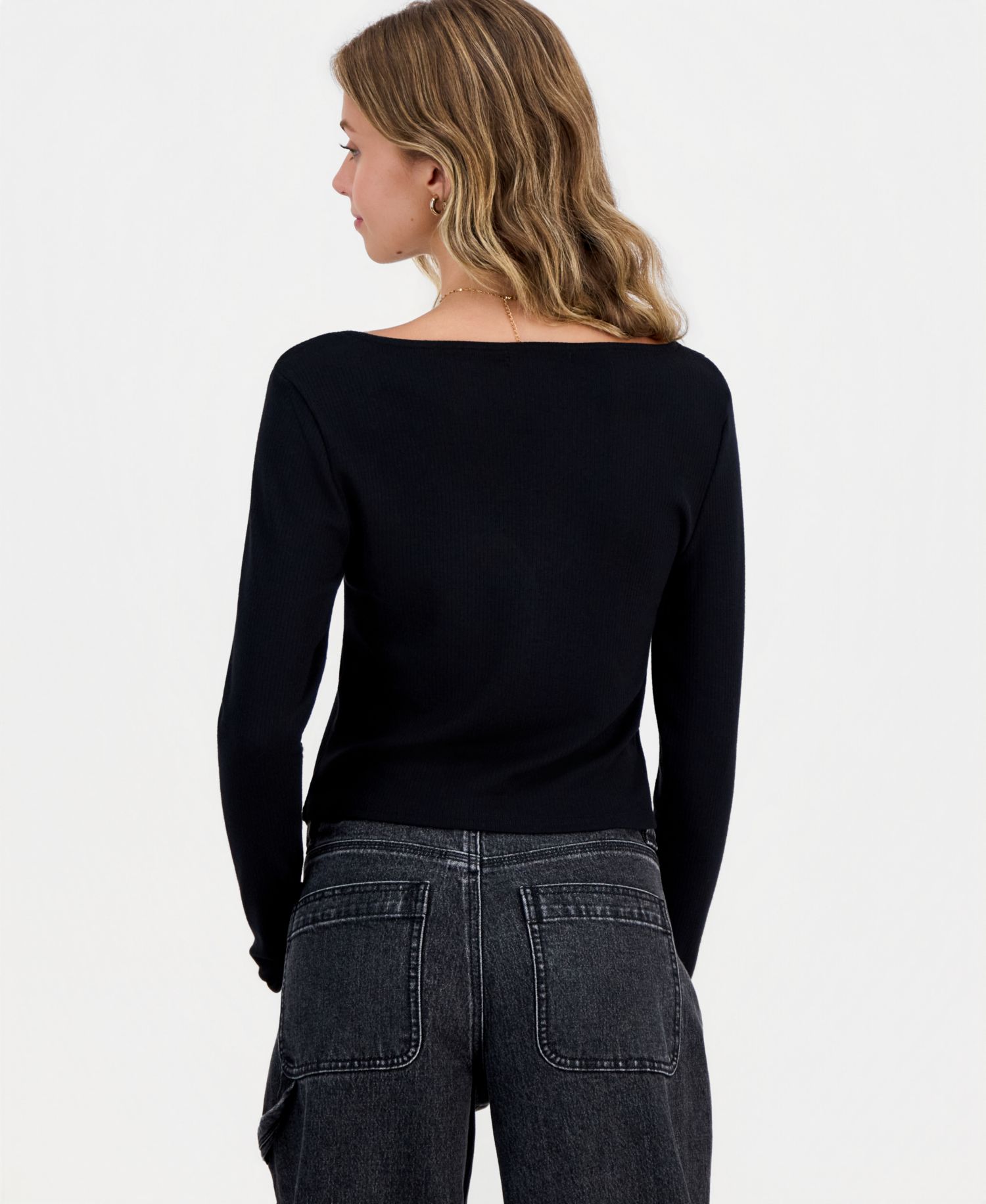 Juniors' Lace-Trim Ribbed Knit Top