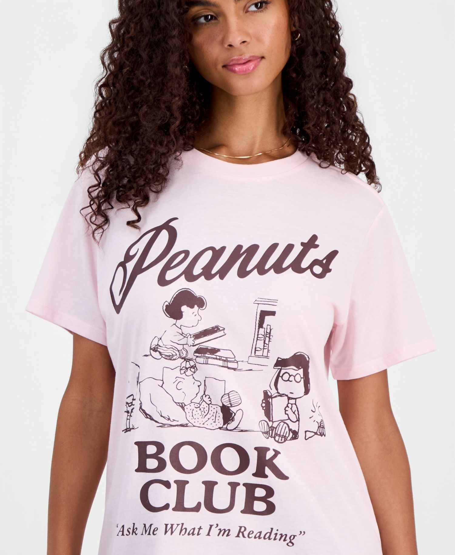 Juniors' Peanuts Book Club Graphic-Print T-Shirt