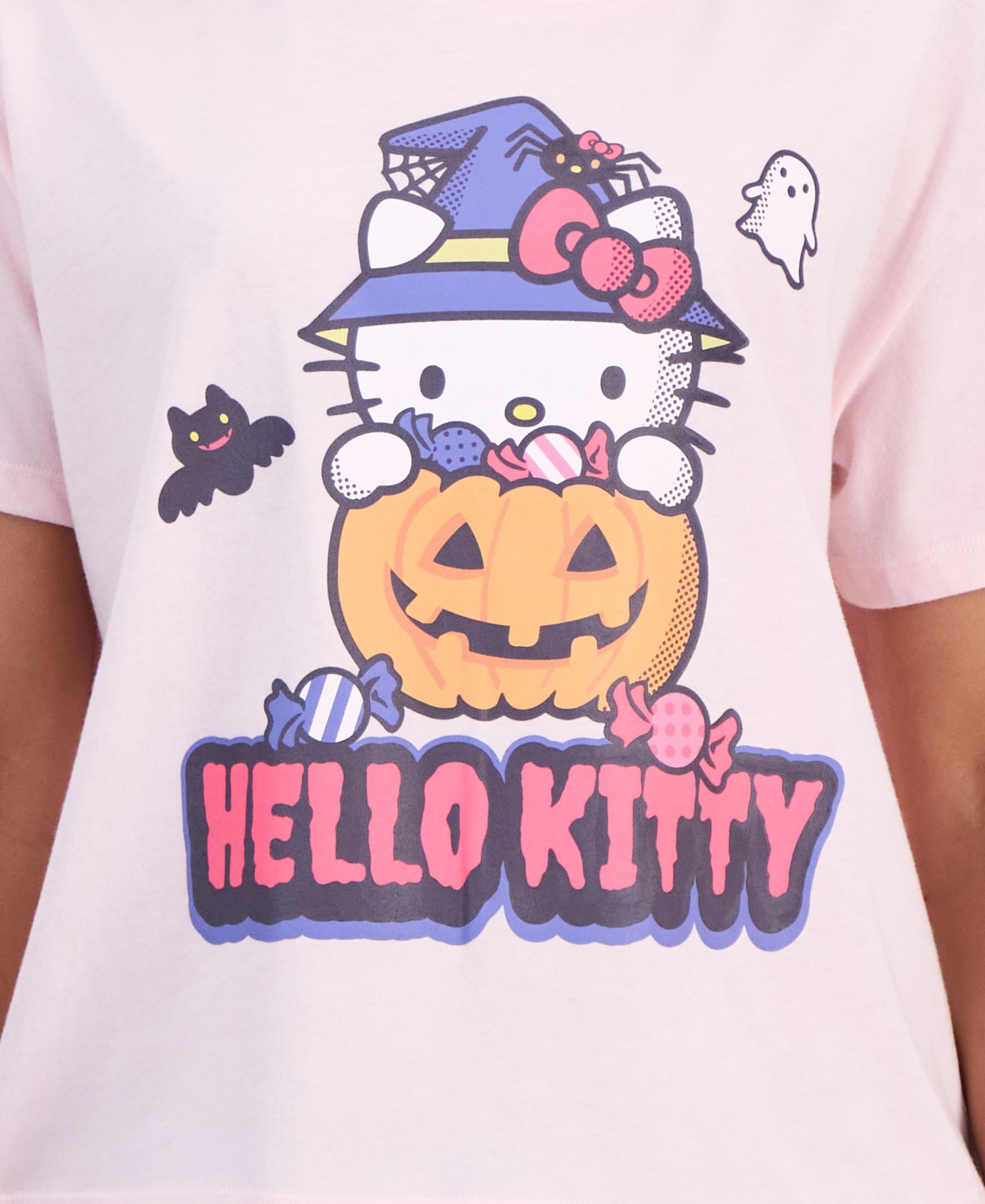 Juniors' Hello Kitty Pumpkin Graphic-Print T-Shirt