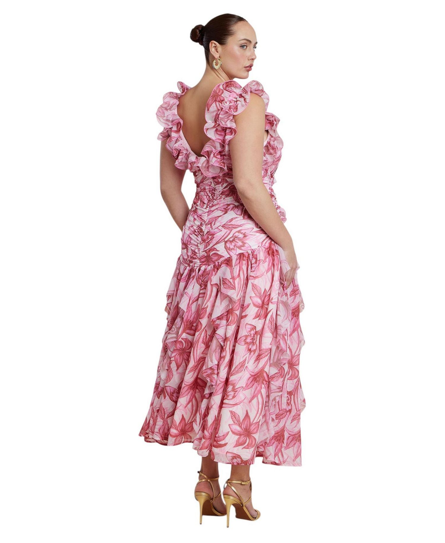 Women's Plus Size Ruffle Detail Maxi Dress