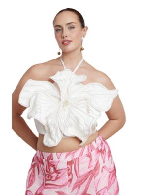 Women's Plus Size Embellished Flower Appliqu&eacute; Top