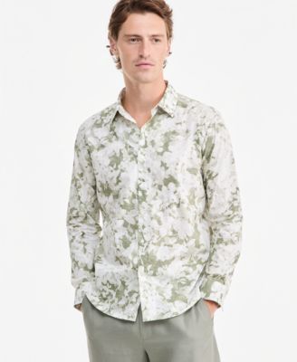Men's Layered Botanical Poplin Long-Sleeve Shirt