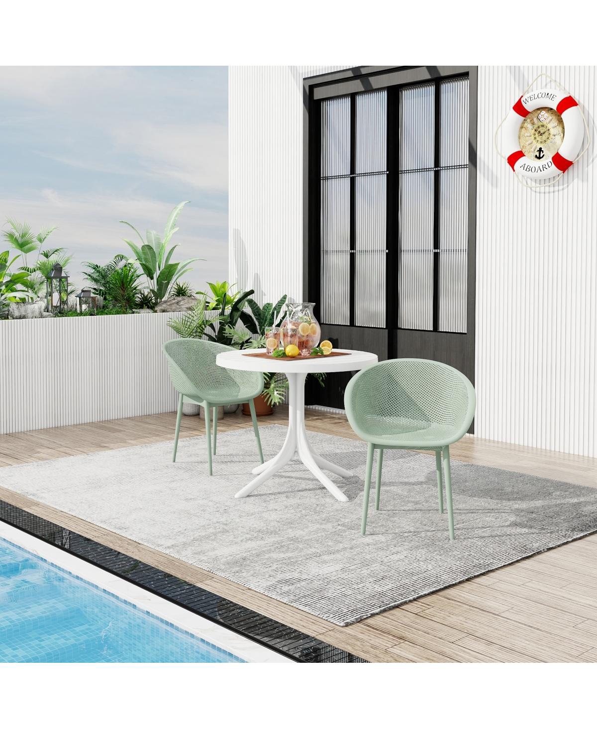 Streamdale Furniture Summer 2-Pack Pale Green Lounge Chairs and Round Table Set