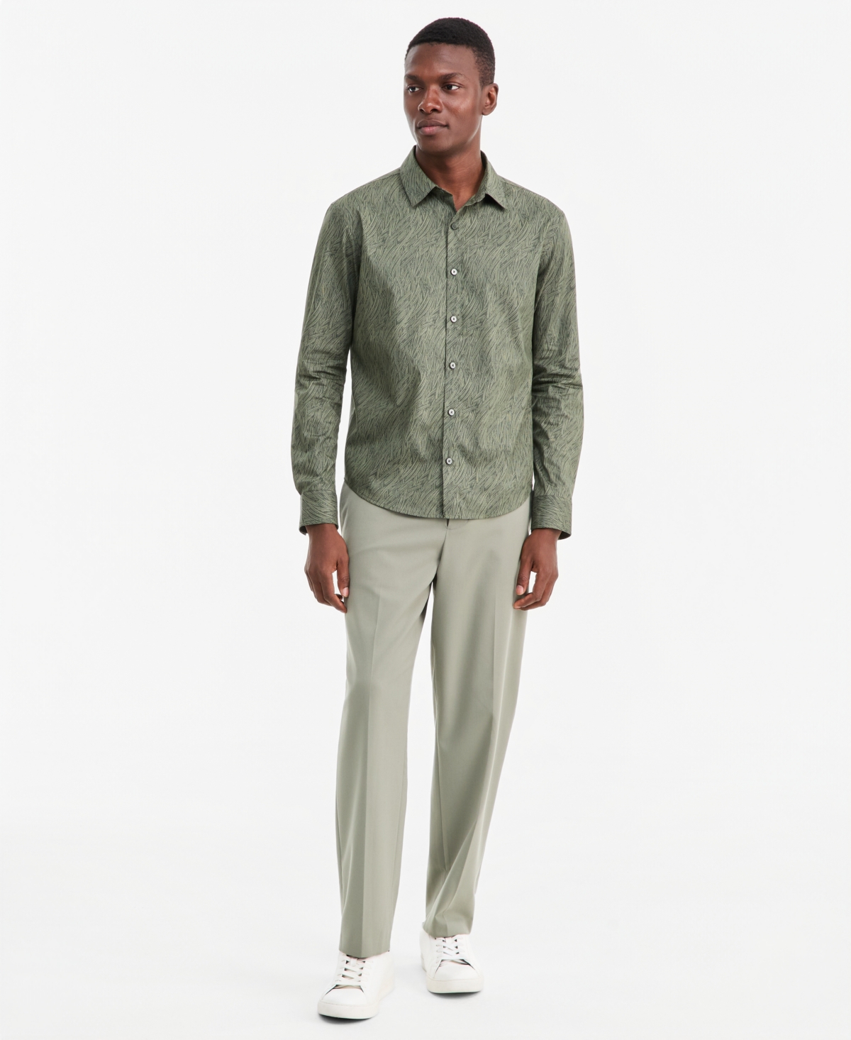 Alfani Men's Baker Geometric Long-Sleeve Shirt, Macy's Exclusive - Bbaker Line Geo