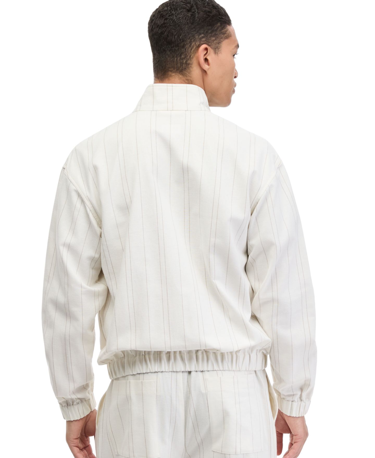 Мужская куртка Mode of One Linen-Blend Relaxed-Fit Bomber, цвет: Полосатый — фото 4