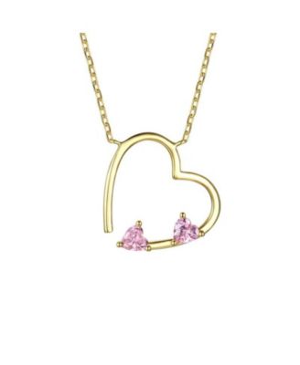 Timeless 14k Gold Plated CZ Open Heart Layering Necklace