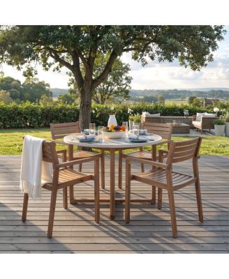 Piece Acacia Wood Outdoor Dining Set with Round Table