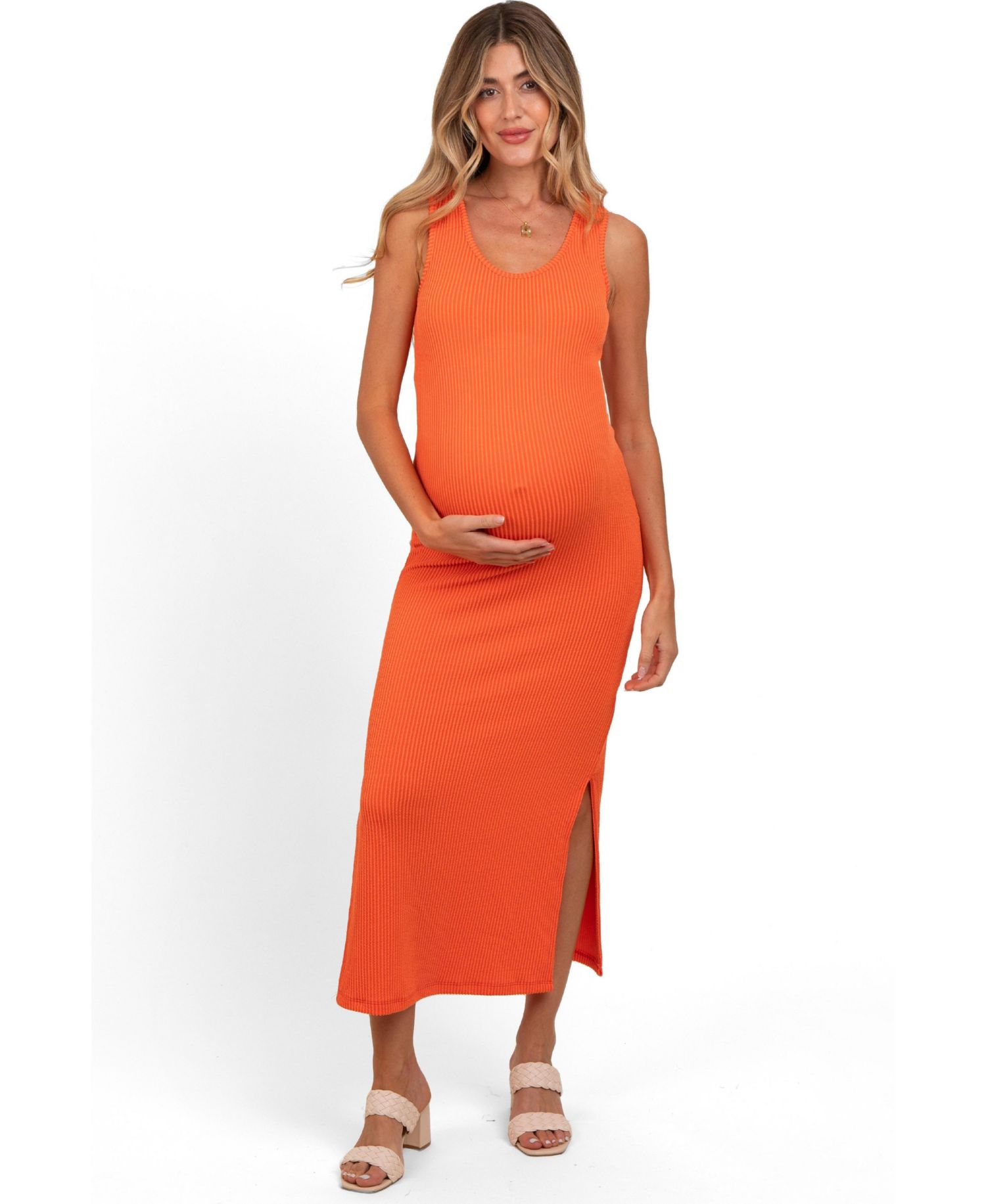 Women's Ribbed Side Slit Maxi Dress