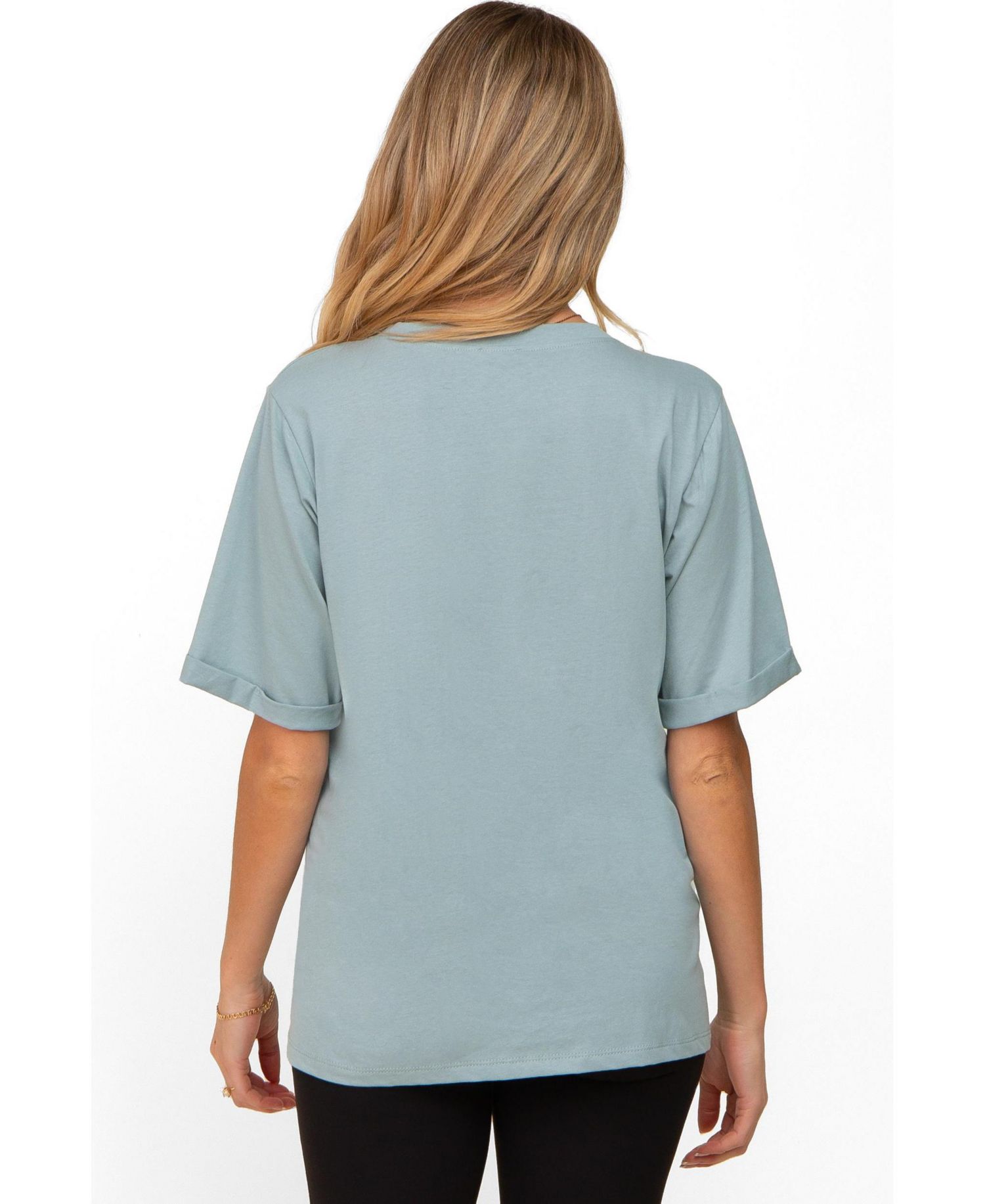 Women's Mint Green Oversized Pocket Front Short Sleeve Top