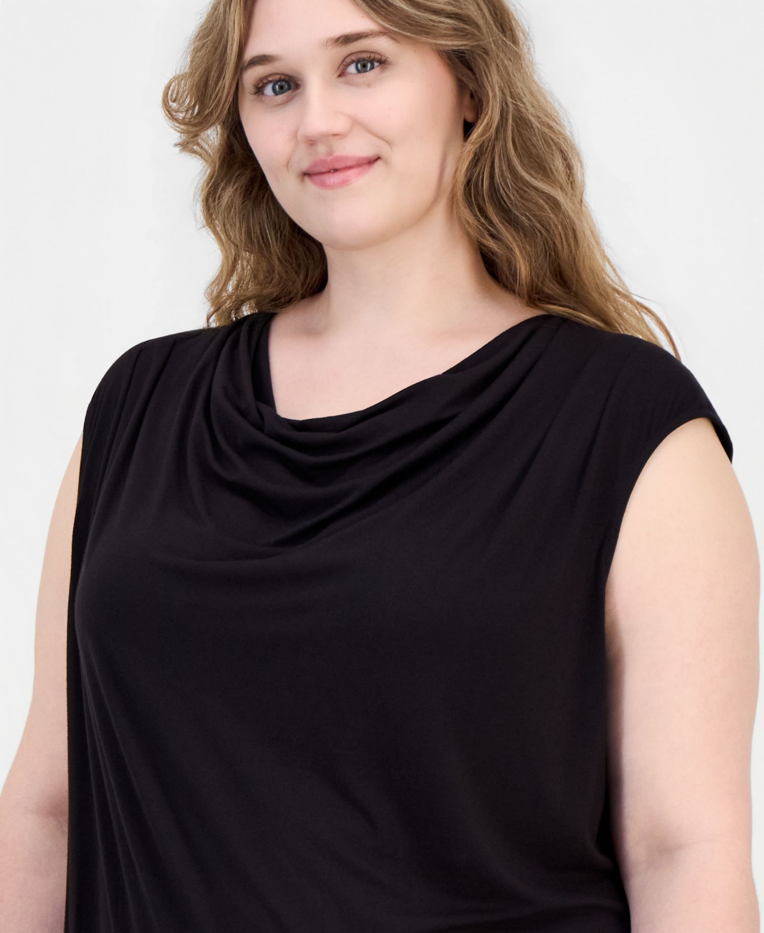 Plus Size Cowl-Neck Sleeveless Top