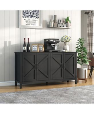 Sideboard Storage Cabinet Kitchen Cabinet with 4 Doors and 4 open shelves